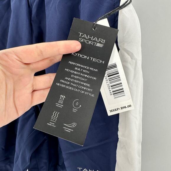 NWT Tahari Sport Blue White Elastic Drawstring Waist 7" Run Shorts Size Small - Picture 4 of 15